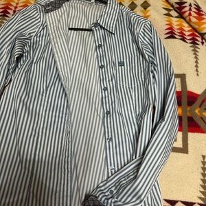Cinch Blue and White Striped Button-Up Shirt